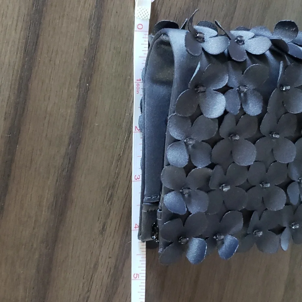 Sondra Roberts Gray flower Petals clutch Bag